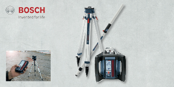 BOSCH ROTATION LASER WITH TRIPOD & CUT & FILL ROD SET GRL500HV BOSCH ROTATION LASER WITH TRIPOD & CUT & FILL ROD SET GRL500HV
